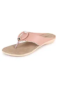 Shezone Beautiful Peach Color Synthetic Material Flats for Women's from 1855_Peach_40