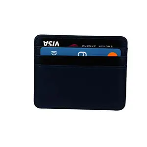 Stealodeal Blue Slim Leather with Cash Slots Debit/Credit (Unisex) 4 Slots Card Holder