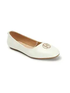 ELLE Women Ballerinas,White,UK-7
