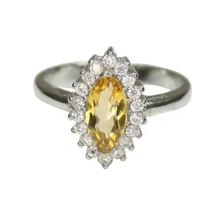 Natural Yellow Citrine Solitaire Vintage Ring With 925 Sterling Silver
