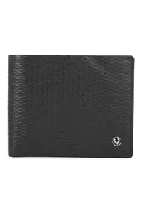 Allen Solly Men Black Textured Genuine Leather Wallet