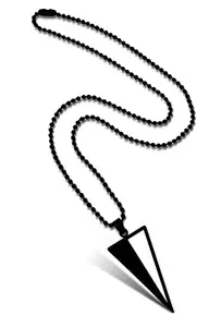 Utkarsh Unisex Fancy & Stylish Black Color Stainless Steel Cool Geometric Triangle Arrow Head Unique Design Pendant Locket Necklace With Ball Chain