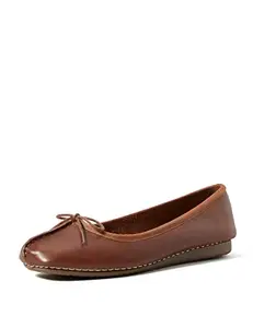 Clarks Women's Freckle Ice Brown Leather Ballet Flats - 3.5 UK/India (36 EU) (91203529304)