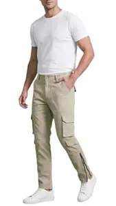 Zuneshia Men's Premium 100% Cotton 8-Pocket Cargo Pants | Tactical Utility Trousers with Adjustable Ankle Zippers