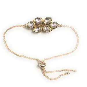 Santosh Enterprise Gold Plated Kundan Adjustable Slider Chain Bracelet for Womens and Girls