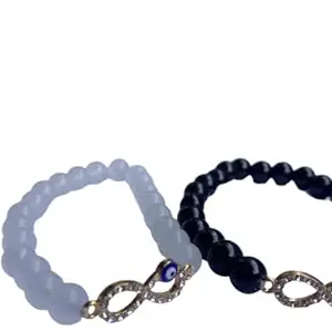 Cuople/friendship bead bracelet with evil eye charm to protect your love