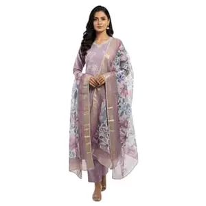 EMPOWER Women’s Pure Cotton Printed Straight Kurta Set with Pant & Dupatta | 3 Piece Ethnic Suit | Plain Design Festive & Casual Wear