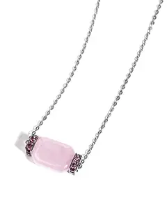 Gempro Genuine Rose Quartz Gemstone Candy Chain Pendant Necklace for Girls, Carat 3