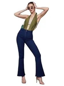 Miss Chase Women's Wide-Leg High-Rise Regular-Length Stretchable Shaping Denim Jeans