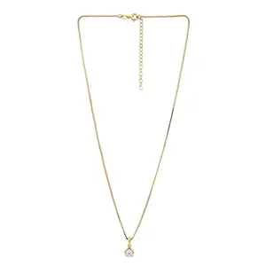 Carlton London Women's Western Brass Rhodium Plated Stone-Studded Contemporary Pendant With Chain