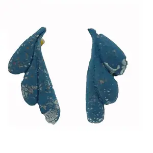 Shimmer & Shine Blue Feather Shaped Polymer Clay Fashion Earrings for Women & Girls