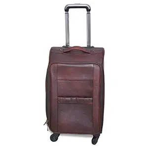 Royal Kuze Cabin Size Laptop Trolley Bags for Men Luggage with 4 Wheels (46 litres) (C-Brown) | Standard Size | 100% Pure Italian Leather | Limited Edition for Men & Women |
