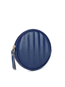 KLEIO PU Quilted Round Coin/Cash Purse Wallet for Women/Girls (HO2003KL-RB)(Royal Blue)