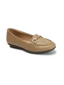 ELLE Women's Stylish Slip On Comfortable Loafers Colour-Beige, Size-UK 3