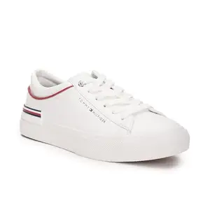 Tommy Hilfiger Polyurethane Solid White Women Flat Sneakers (F23HWFW307) Size- 38