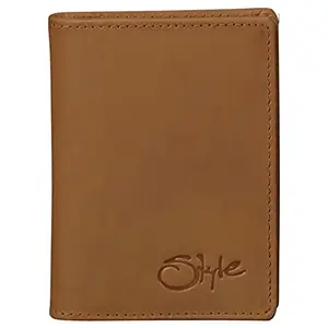 STYLE SHOES Leather Khaki Card Wallet, Visiting, Credit Card Holder, Pan Card/ID Card Holder for Men and Women