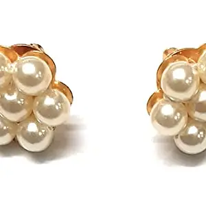 Moteeya Traditional Maharashtrian 7 pearl kudi (tops) on gold platted base for women in artificial pearls (Medium size Tops)