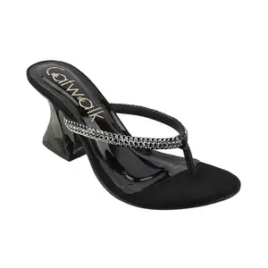 Catwalk Women Stylised Kitten Heels Slip-On 11064 (Black-6)