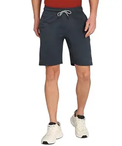Xfox Men Solid Knee Length Shorts has Side Pockets & drawstringsAD12010-BLUEMELANGE_XXL Blue