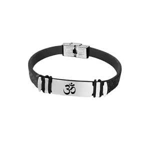 Shiv Jagdamba Mens ID Beads | Stainless Steel Leather Bracelet | Om Aum Ohm | Husband |Brother|Boyfriend |Son| Grandpa ShivBr2024190