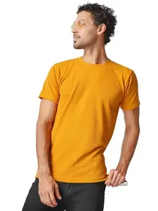 FARROWX Men Popcorn Knitted Tshirt (M, Mustard)