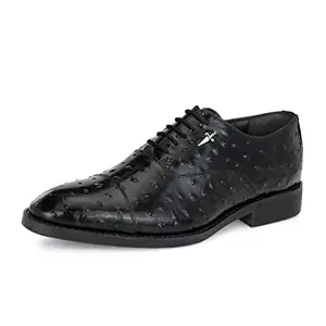 HITZ Men's Black Leather Derby Shoes - 10