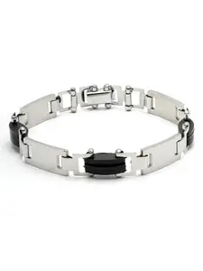 Karatcart Silver Plated Link Chain Bracelet for Men (55038142)