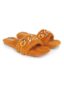 The Desi Dulhan Women Light Brown Embellished Open Toe Flats
