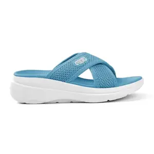 SOLETHREADS HUSH Slides for Women| Stylish | Comfy | Super soft | Ultra-Light | Phylon | Slippers | Flip Flops for Women|ICE BLUE|UK 5