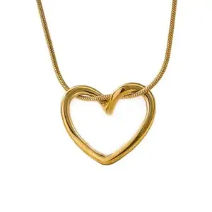 Golden Heart Pendant Necklace Chain for Women