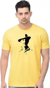 GIFZY Printed Men Round Neck Yellow T-Shirt () GF-692_bhagatsingh_YE_XL