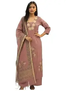 ANNI Designer Women’s Rayon Viscose Straight Printed Embroidered Kurta with Pant & Dupatta | Ethnic Kurta Set for Women | Daily, Office & Festive Traditional