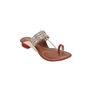 Mochi Women's Maroon Open Ethnic - Kolhapuris with Flat sole UK/7 EU/40(32-788)