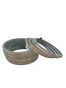 HOUSE OF BANGLEZ Designer Stone Embellished Bangles Set for Women Elegant Traditional Bangles Set of 12