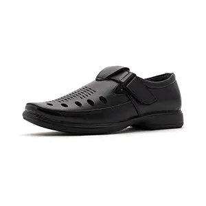 Khadim's Synthetic Leather PVC Sole Black Party and Lifestyle Sandal For Men - Size 9