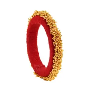 Ghungroo Kada Anklets, Red and Gold, Set of 1 (2.4")