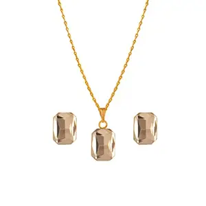 JFL - Jewellery for Less Latest Beautiful Gold Plated Crystal Pendant Gold Chain Set for Women- Valentine Latest Love,Valentine