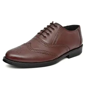 AXTHEIM Man's Brown Genuine Leather Formal Brogue Shoes - 6 UK