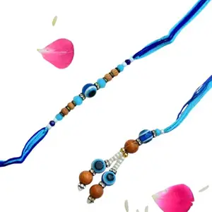 CraftEarth - Crafting Your Curiosity Grace Evil Eye Bhaiya Bhabhi Rakhi Set | Symbol of Love, Ritual & Shield from Negativity - RK-261