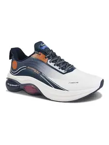 ABROS Luffy Running Sports Shoes Breathable Upper Mesh with Phylon Sole Memory Foam Insole Casual Walking & Gym Shoes for Mens (Offwhite/Navy 10)