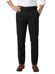 BYNG BEYOUNG Men’s Cotton Slub Formal Trousers | Side Adjuster Waist | Regular Fit | 3 Pocket Design | Office Wear Pants (Olive Green)