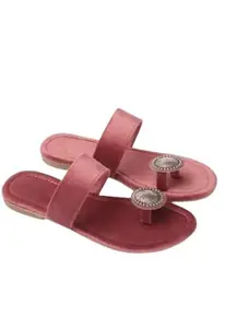 Sahar Paradise Amazing Design Jewel Detailed Flats for Women & Girls | Trendy & Comfortable for All Formal & Casual Occassions, Size (5) Maroon