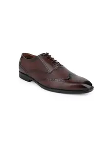 ALBERTO TORRESI Men's Brogues Formal Shoes: Synthetic with TPR Sole, Lace-up Closure for Comfortable and Stylish Office Wear - Brown - 8 UK/India