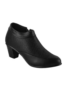 TRYME Latest and Stylish Stunning Block Heel Extra Cushion Inner Sole Boots with Zip Look for Womens and Girls Black