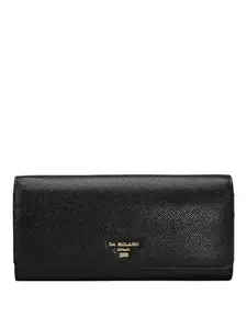 Da Milano Genuine Leather Black Flap Over Womens Wallet (10010D)