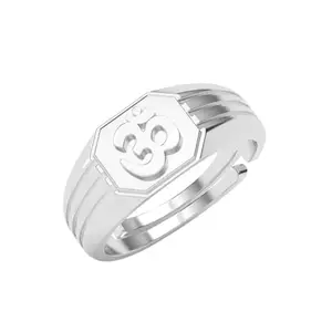 Clara Pure 925 Sterling Silver Om Men Ring |Religious, Size Adjustable, Platinum Plated | Gift for Men & Boys