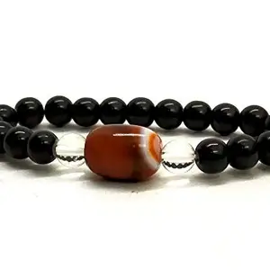 ASTROGHAR Natural Red sulemani Tumbled hakik King Agate And Black Onyx Clear Quartz Crystal stretch bracelet For Protection