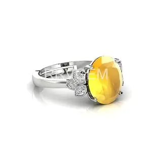 RRVGEM YELLOW SAPPHIRE RING 3.25 Ratti / 3.00 Carat Natural PUKHRAJ RING Silver Plated Adjustable Ring Adjustable Ring for Man and Women