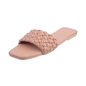Mochi Women Peach Comfort Flat Slipon Sandal UK/7 EU/40 (41-4203)
