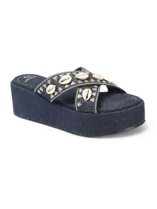 Carlton London Women Sandal,Navy Blue,UK-8